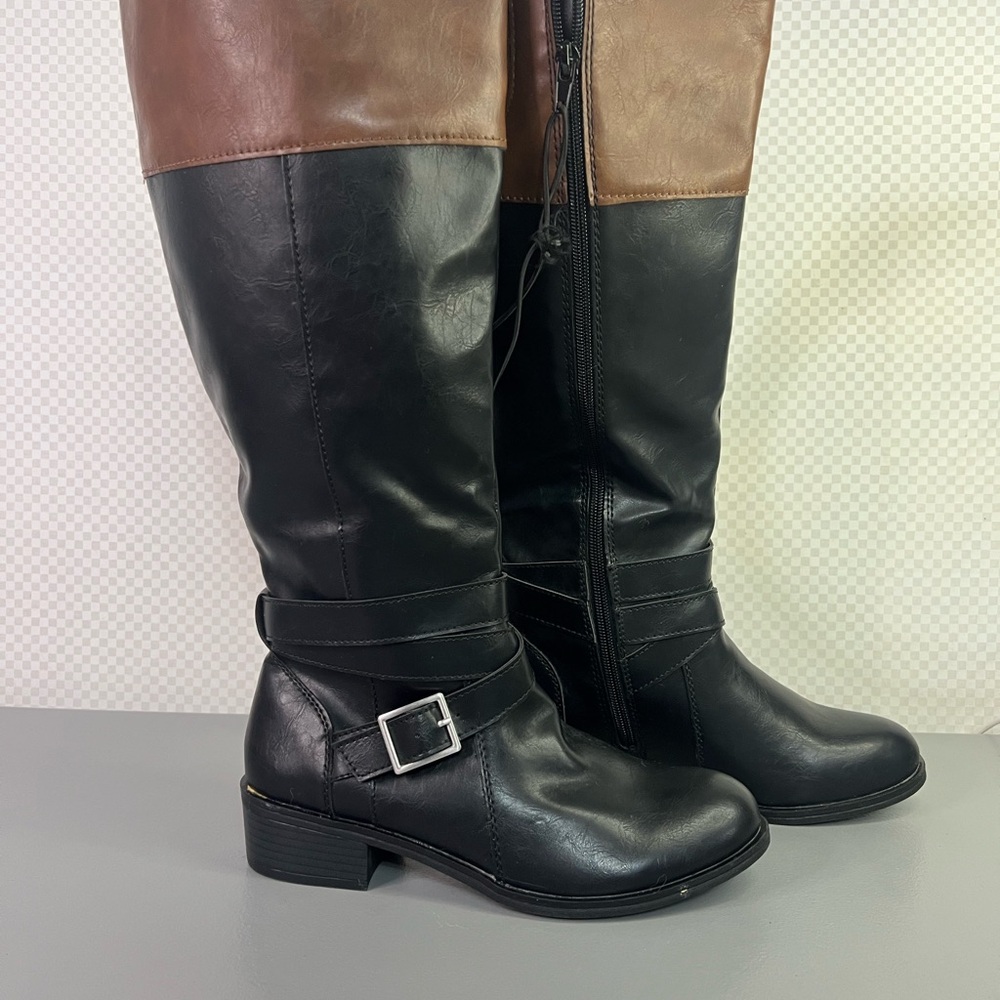 Arizona Boots Women's Size‎ 7M Wide Calf  Knee High Cuban Heel Buckle Zipper